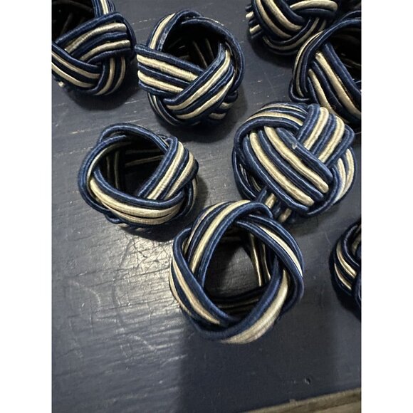 Braided Woven Napkin Rings Balls Blue Set of 12 - Picture 5 of 5